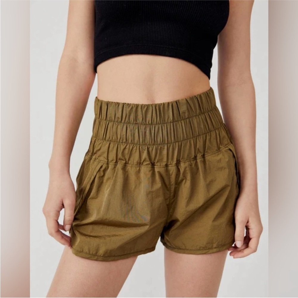 FREE PEOPLE MOVEMENT The Way Home Shorts High Rise Running Olive Green‎ Size S